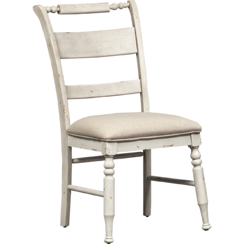 Whitney Slat Back Dining Chair in Weathered Gray & Linen (Set of 2)