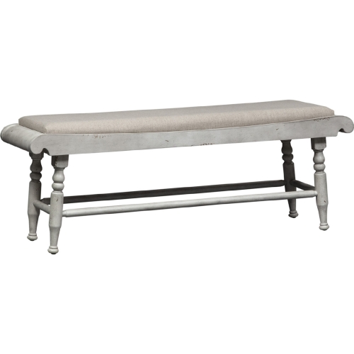 Whitney Bench in Weathered Gray & linen