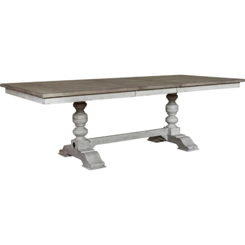 Whitney 94" Trestle Dining Table in Antique Linen & Weathered Gray