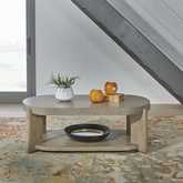 Affinity Oval Coffee Cocktail Table in Taupe Wood & Faux Concrete