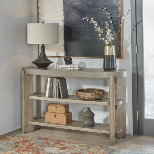 Affinity Sofa Table in Taupe Wood & Faux Concrete