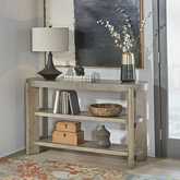 Affinity Sofa Table in Taupe Wood & Faux Concrete