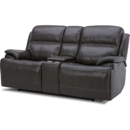 Bentley Power Recline & Zero Gravity Console Loveseat in Graphite Gray Top Grain Leather