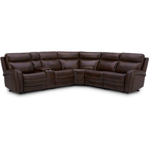 Blair 6 Piece Power Sectional Sofa in Cognac Brown Top Grain Leather