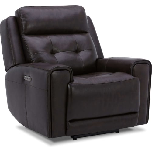 Carrington Power Recliner w/ USB in Dark Brown Top Grain Leather