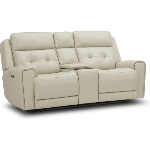 Carrington Power Recline & Zero Gravity Console Loveseat in Baja Stone Top Grain Leather