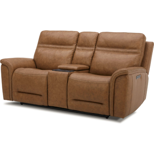 Cooper Power Recline & Zero Gravity Console Loveseat in Camel Top Grain Leather