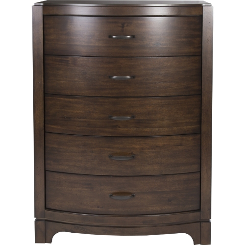 Avalon 5 Drawer Chest in Pebble Brown Finish