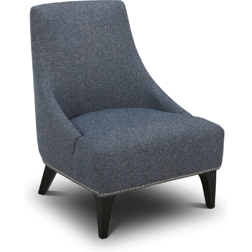 Kendall Accent Chair in Textured Blue Fabric & Espresso Wood