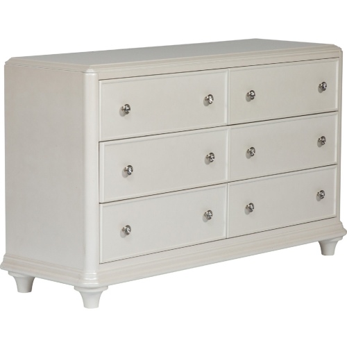 Stardust 6 Drawer Dresser in Iridescent White Finish