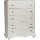 Stardust 5 Drawer Chest in Iridescent White Finish