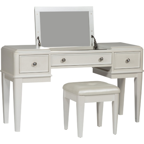 Stardust Bedroom Vanity Set in White & Leatherette