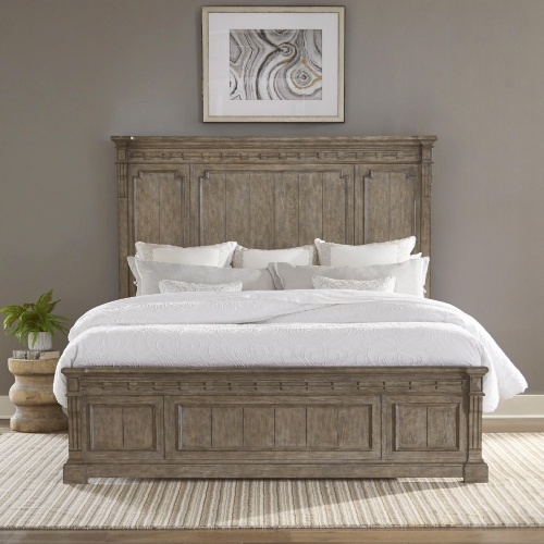 Town & Country King Panel Bed in Dusty Taupe Finish Wood