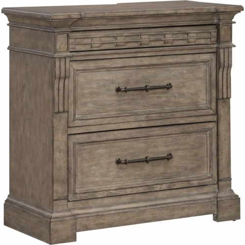 Town & Country Bedside Chest w/ Charging in Taupe Finish Wood