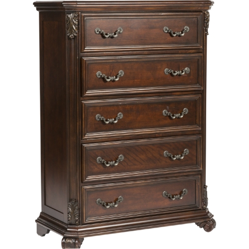 Messina Estates 5 Drawer Chest in Distressed Cognac