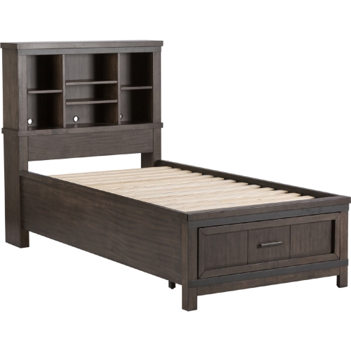 Thornwood Hills Twin Bookcase Bed in Distressed Gray