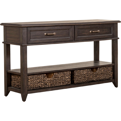 Mill Creek 2 Drawer Sofa Table in Peppercorn Brown Finish Wood