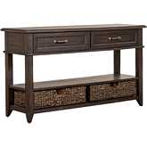 Mill Creek 2 Drawer Sofa Table in Peppercorn Brown Finish Wood