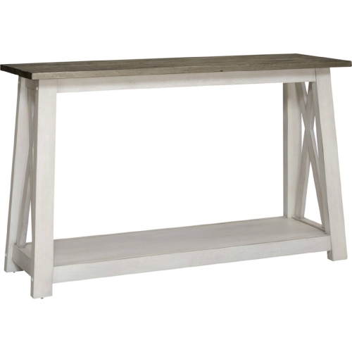 Laurel Bluff Sofa Table in Antique White & Grey Wood