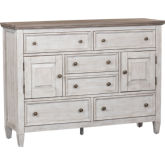 Heartland 6 Drawer Dresser in Antique White & Tobacco