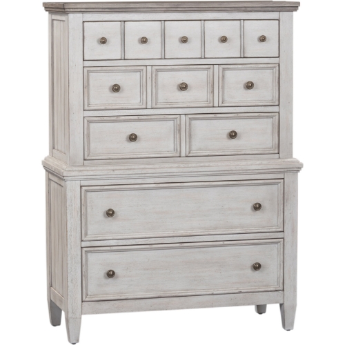 Heartland 5 Drawer Chest in Antique White & Tobacco