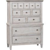 Heartland 5 Drawer Chest in Antique White & Tobacco