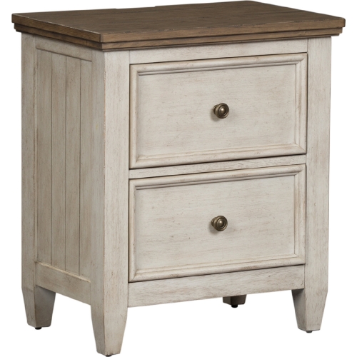 Heartland Nightstand w/ Charging in Antique White & Tobacco