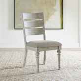 Heartland Ladder Dining Chair in White & Gray Chenille (Set of 2)