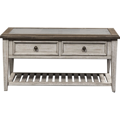 Heartland Ceiling Tile Cocktail Table in White & Tobacco