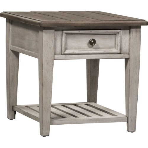 Heartland Drawer End Table in White & Tobacco