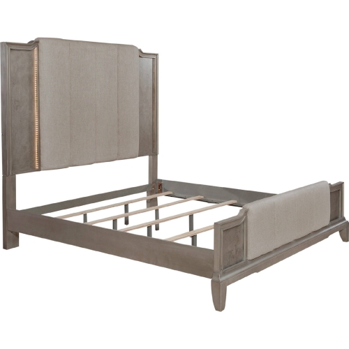 Montage King Bed in Channel Tufted Pearl Platinum Fabric & Wood