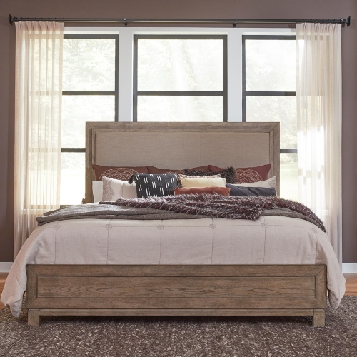 Canyon Road King Bed in Burnished Beige Wood & Linen