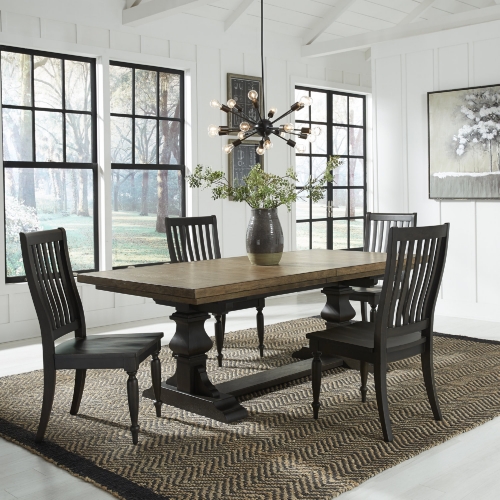 Harvest Home 5 Piece Dining Set in Chalkboard Finish