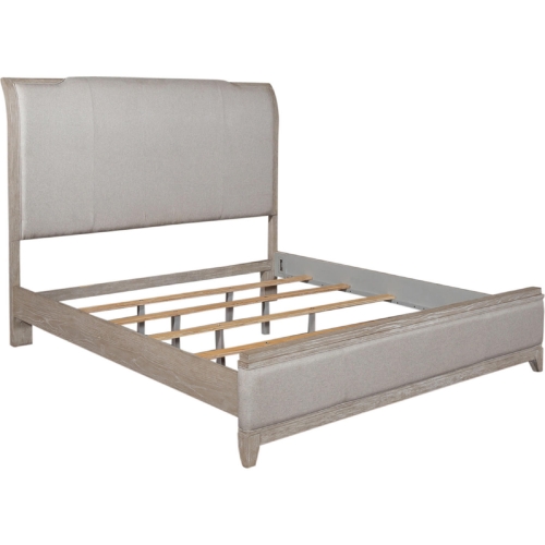 Belmar King Bed in Washed Taupe, Silver Champagne & Linen