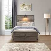 Lakeside Haven Full Panel Bed in Brownstone Finish Wood