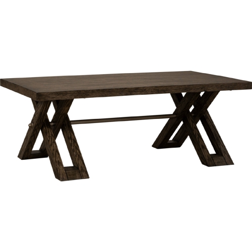 Crossroads Coffee Cocktail Table in Russet Brown Wood