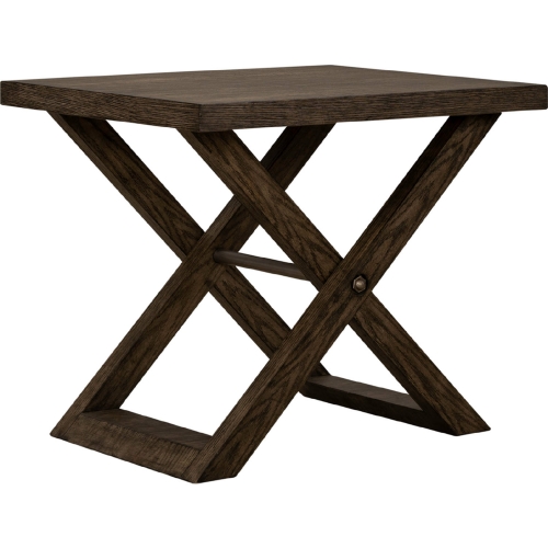 Crossroads End Table in Russet Brown Wood