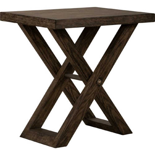 Crossroads Chair Side Table in Russet Brown Wood