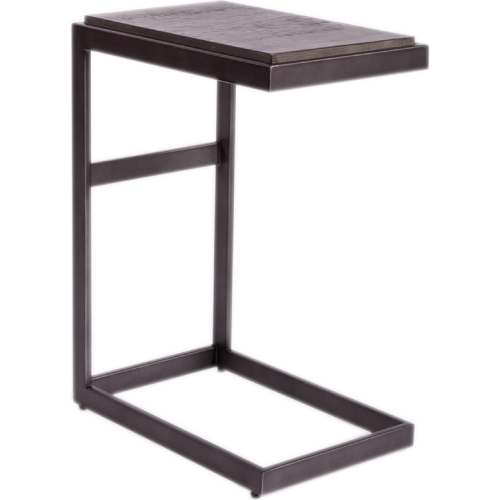 Modern View Laptop Table in Distressed Gray Wood & Metal