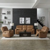 Bennett Dual Zero Gravity Power Recline 3 Piece Sofa Set in Butternut Leather