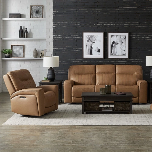 Bennett Dual Zero Gravity Power Recline Sofa & Recliner in Butternut Leather