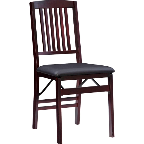 Triena 18" Folding Dining Chair in Brown Leatherette & Espresso (Set of 2)