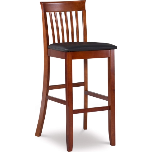 Triena 30" Craftsman Bar Stool in Brown Leatherette & Cherry Finish