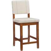 Milano Counter Stool in Cream Leatherette & Walnut Finish