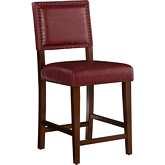 Brook Counter Stool in Red Leatherette & Brown Wood