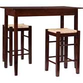 Lancer 3 Piece Counter Dining Set in Espresso Finish & Sea Grass