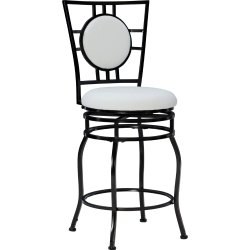 Townsend Adjustable Bar Stool in White Leatherette & Black Metal