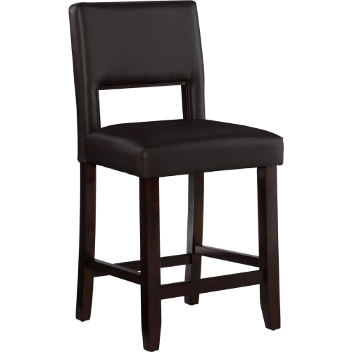 Vega Counter Stool in Brown Leatherette & Espresso Wood