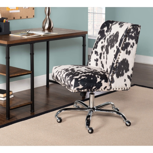 Draper Office Chair in Black & White Cow Print Fabric