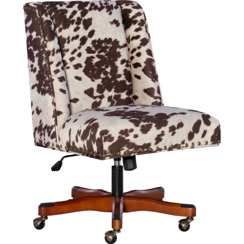 Draper Office Chair in Brown & White Cow Print Fabric